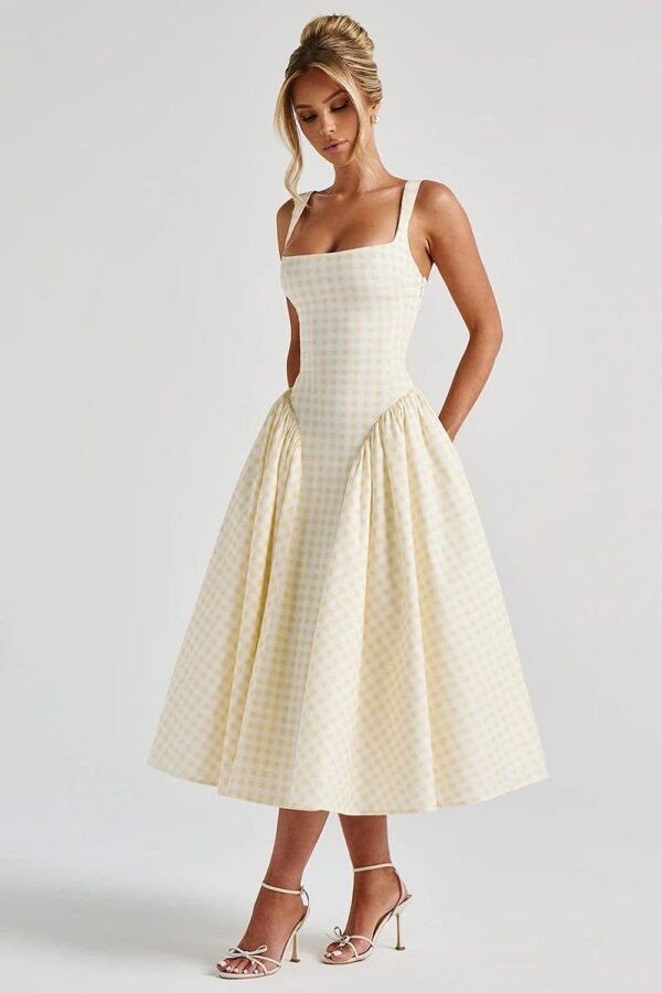 vestido-vintage-midi-amarelo-xadrez