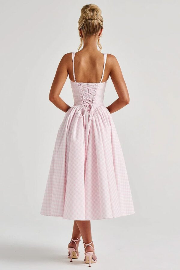 vestido-vintage-rosa-xadrez-vichy-midi