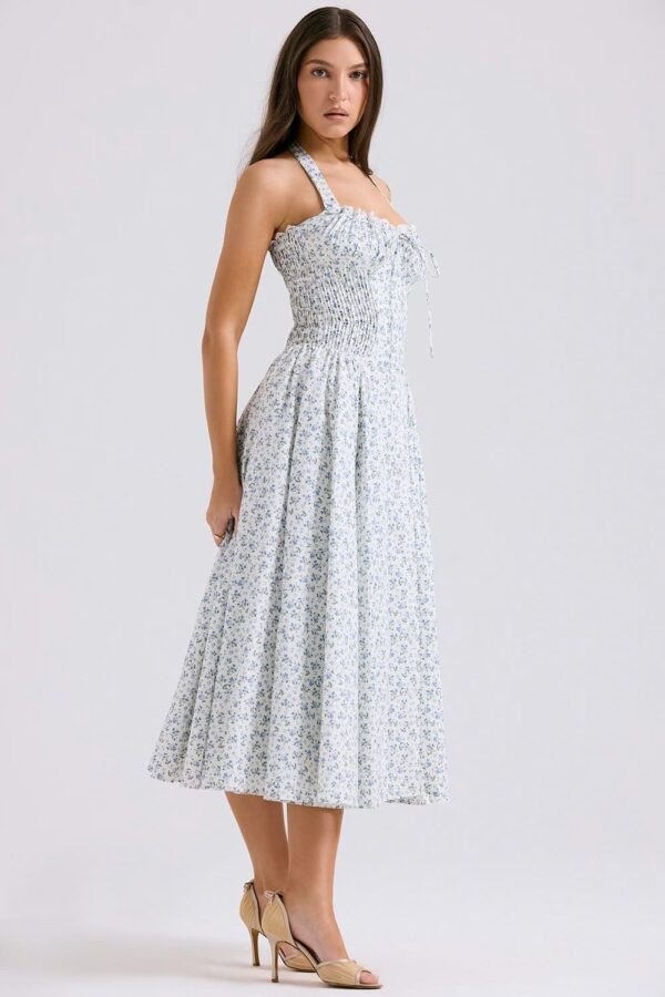 azul-vestido-midi-floral-detalhes-busto-alcas-largas