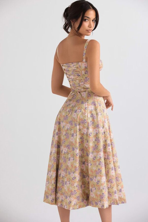 floral-vestido-midi-mostarda-corpete-fenda