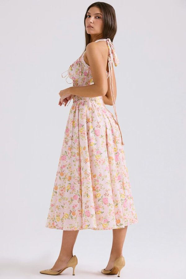 floral-vestido-midi-rosa-alcas-amarrar-costas
