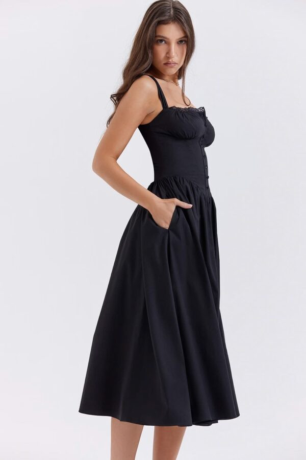 midi-preto-vestido-elegante-botoes-frente