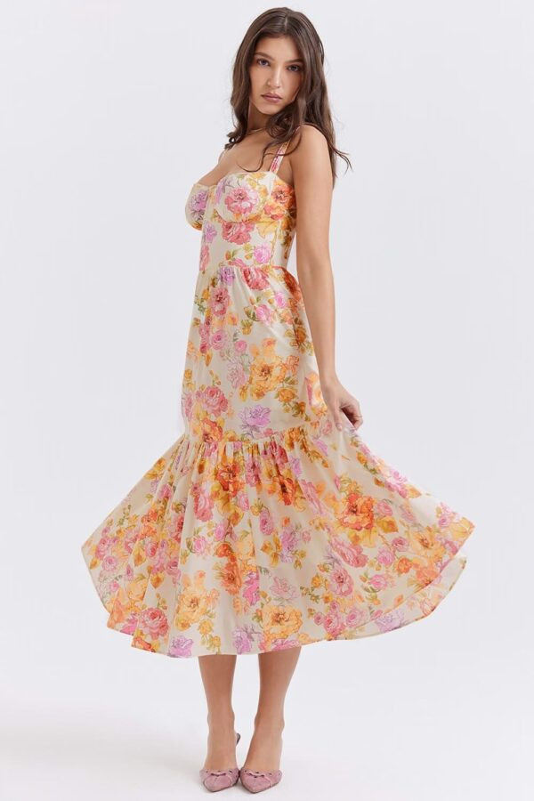 midi-vestido-florido-rosa-amarelo-babado