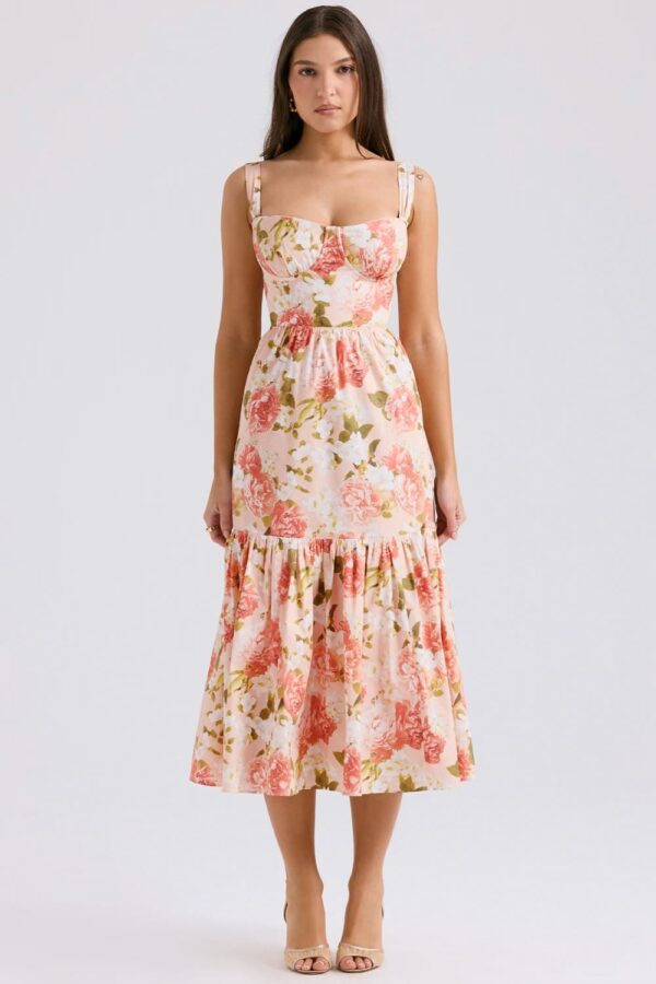 midi-vestido-rosa-floral-babado-barra