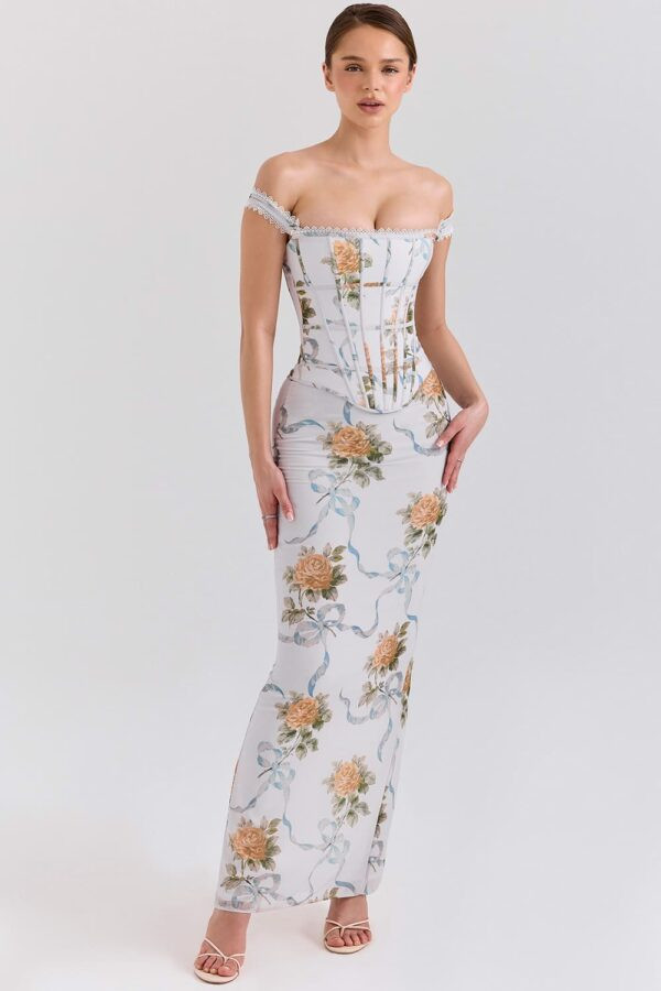 vestido-longo-floral-ombro-ombro-corset-estruturado