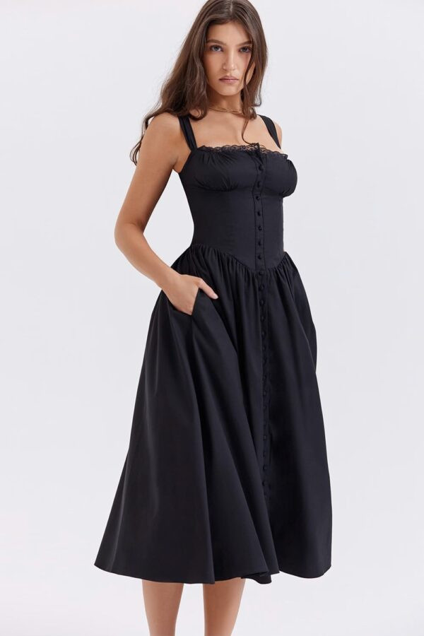 vestido-midi-elegante-botoes-frente-preto