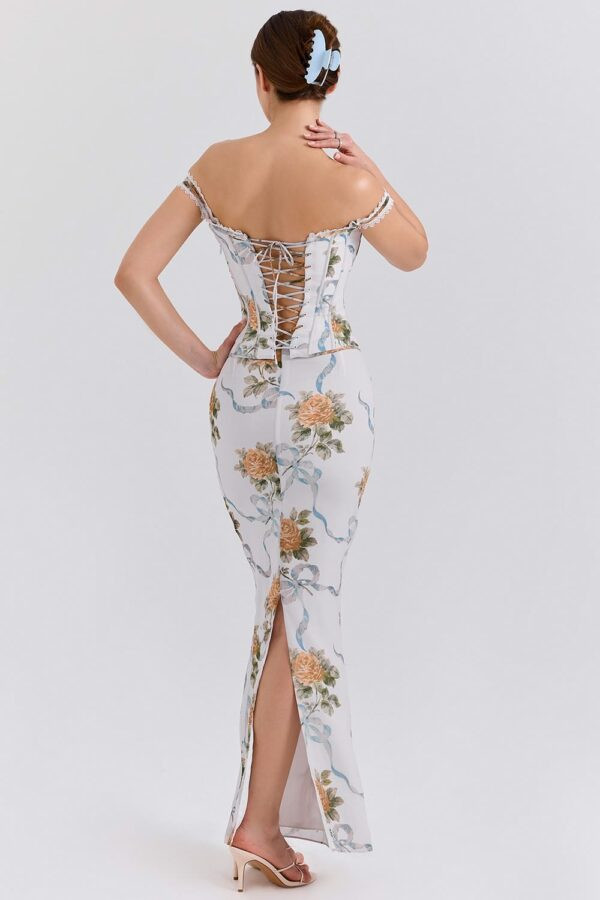 vestido-ombro-ombro-longo-floral-corset-estruturado