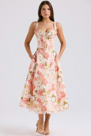 vestido-rodado-midi-floral-estampado