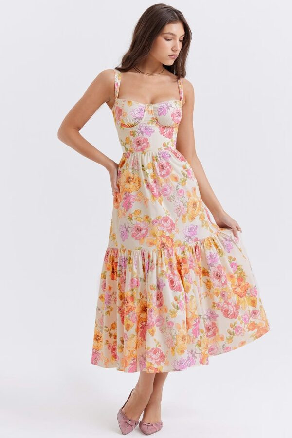 vestido-rosa-amarelo-florido-midi-babado