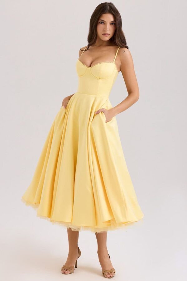 midi-vestido-amarelo-manteiga-rodado-elegante